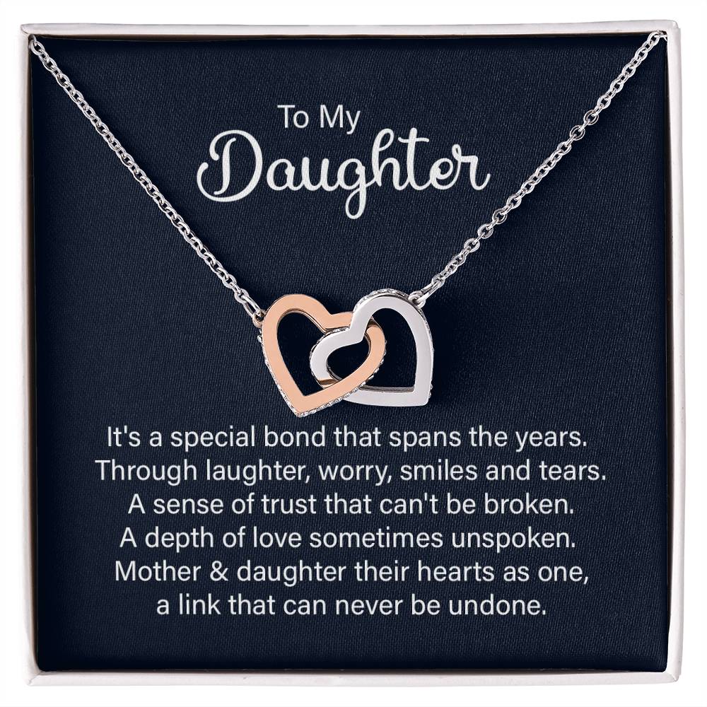 Daughter Special Bond Interlocking Hearts Necklace-[Heartfelt Family Gift]