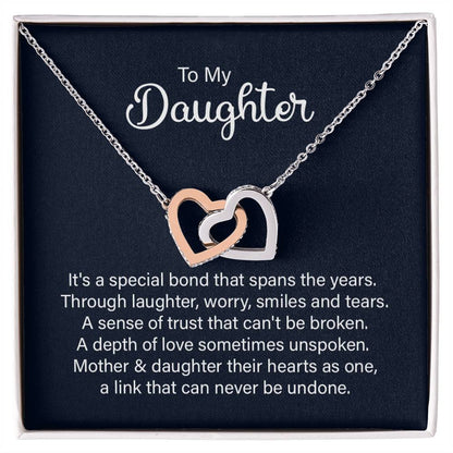 Daughter Special Bond Interlocking Hearts Necklace-[Heartfelt Family Gift]