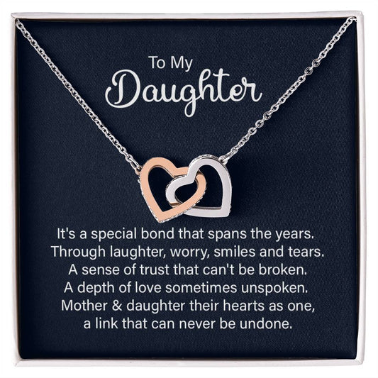 Daughter Special Bond Interlocking Hearts Necklace-[Heartfelt Family Gift]