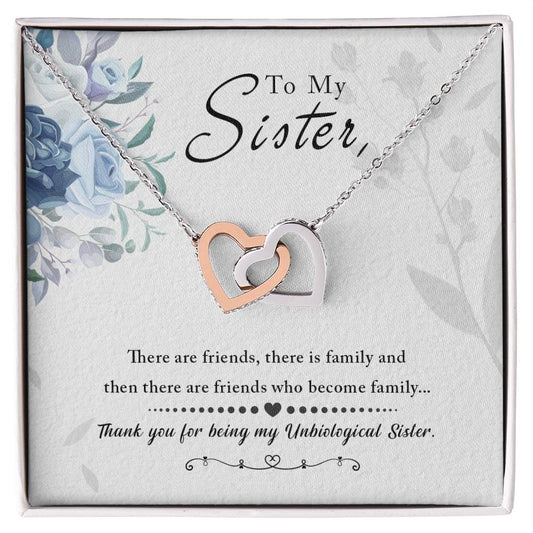 Unbiological Sister Soul Sister Interlocking Hearts Necklace-[Heartfelt Family Gift]