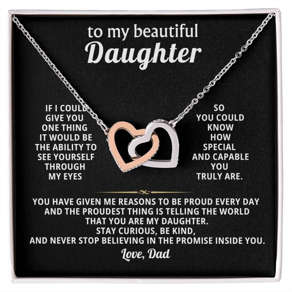 Daughter Interlocking Hearts Necklace Gift from Dad