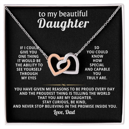 Daughter Interlocking Hearts Necklace Gift from Dad