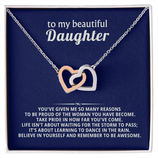 Daughter Interlocking Hearts Necklace Gift from Dad