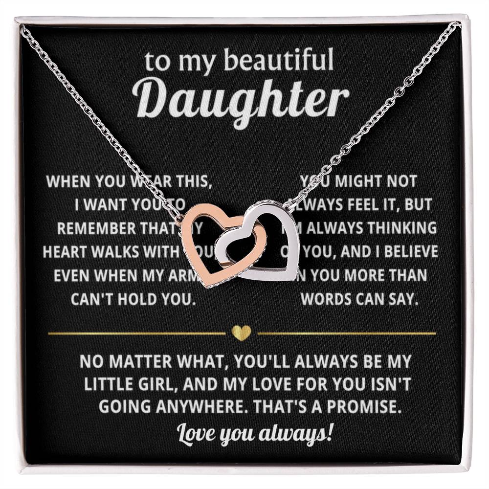 To My Daughter Interlocking Hearts Necklace Gift