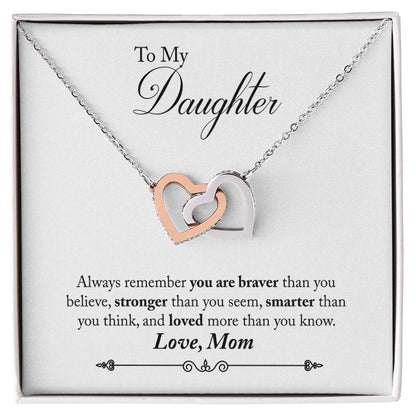 Daughter Always Remember Interlocking Hearts Necklace-[Heartfelt Family Gift]
