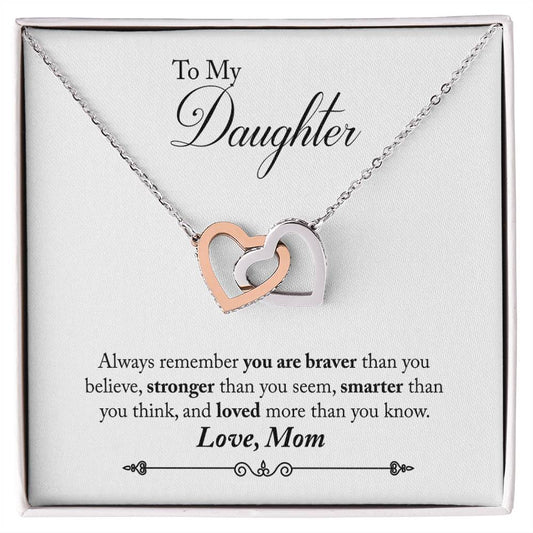 Daughter Always Remember Interlocking Hearts Necklace-[Heartfelt Family Gift]