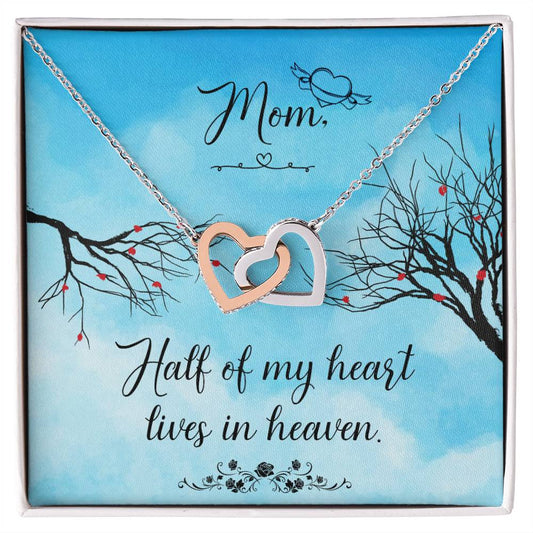 Mom In Heaven Interlocking Hearts Necklace-[Heartfelt Family Gift]