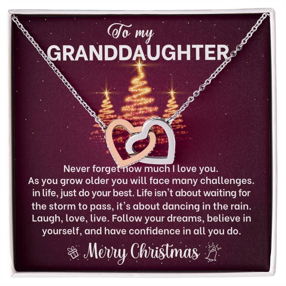 Merry Christmas Granddaughter Joined Hearts Necklace Gift-[Heartfelt Family Gift]