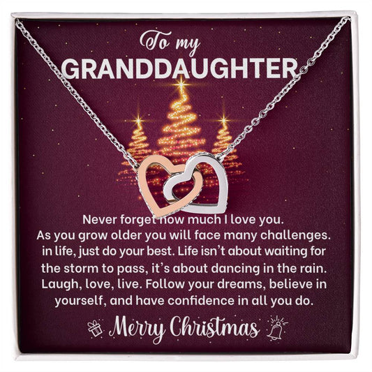 Merry Christmas Granddaughter Joined Hearts Necklace Gift-[Heartfelt Family Gift]