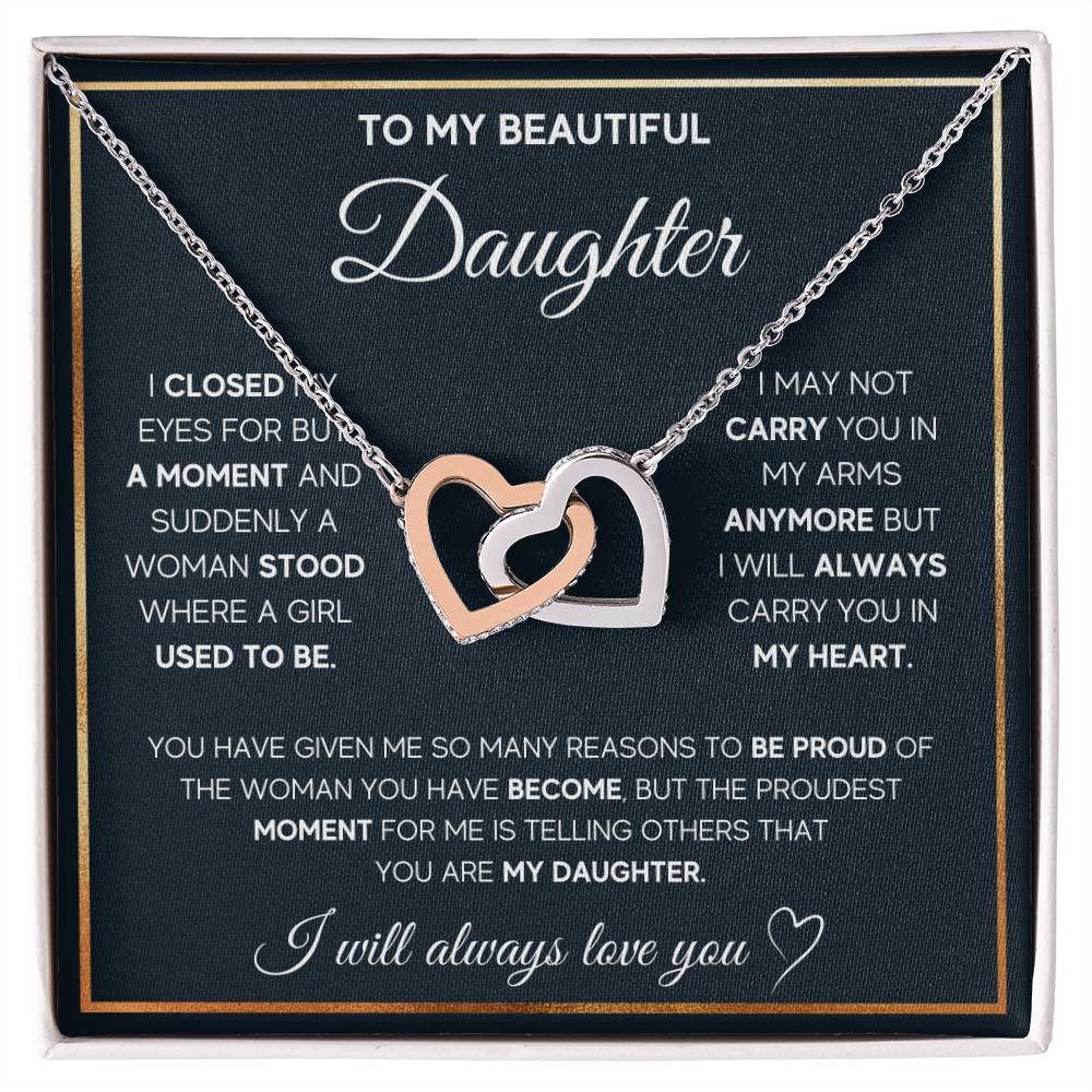 Daughter Proud of You Interlocking Hearts Necklace - Perfect Gift for the Woman Youve Become-[Heartfelt Family Gift]