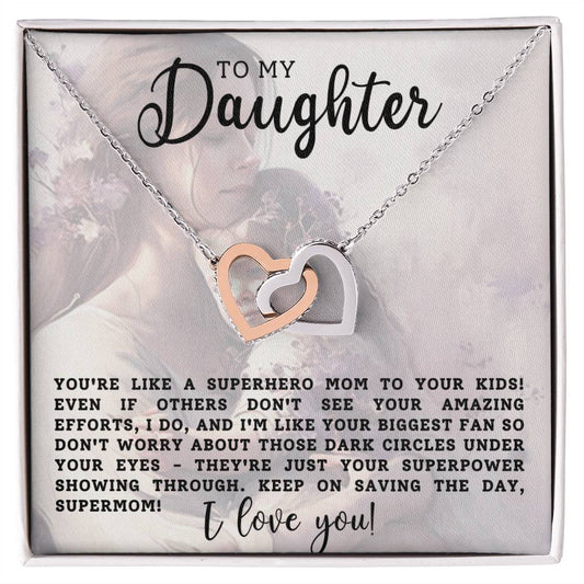 Daughter Interlocking Hearts Necklace-[Heartfelt Family Gift]