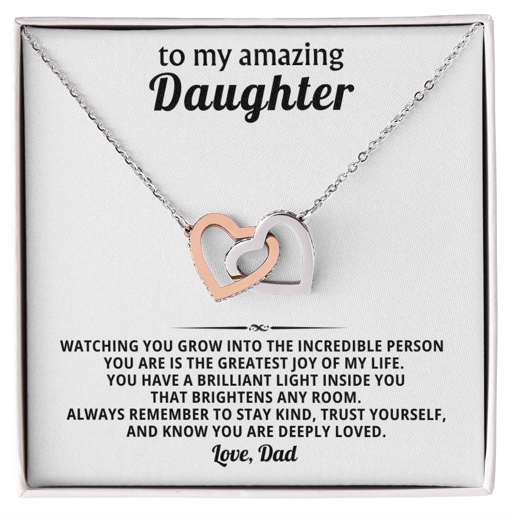 Daughter Interlocking Hearts Necklace Gift from Dad