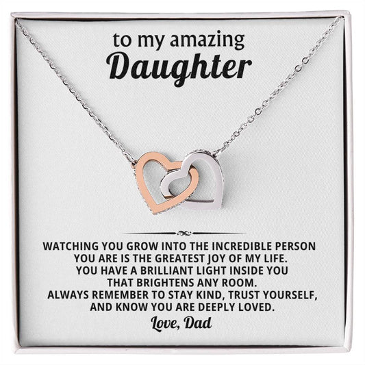 Daughter Interlocking Hearts Necklace Gift from Dad