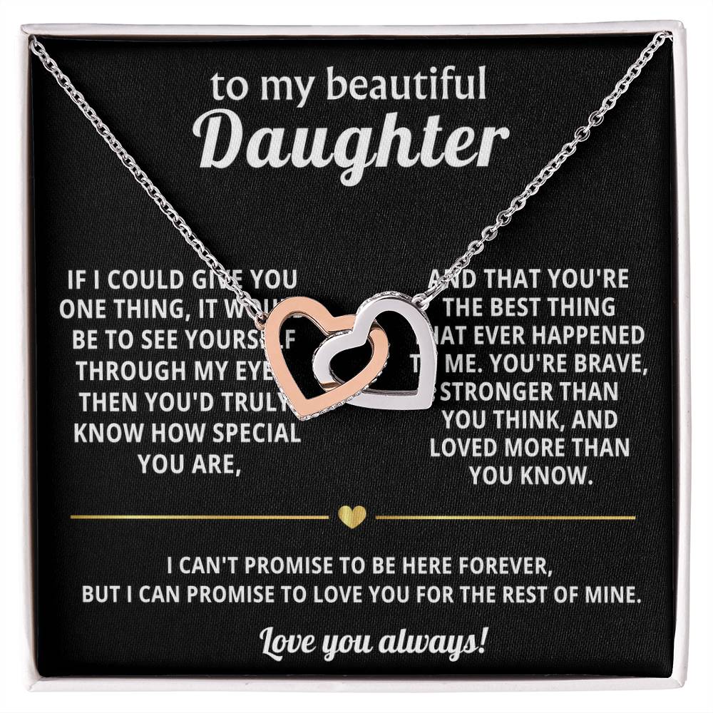 To My Daughter Interlocking Hearts Necklace Gift
