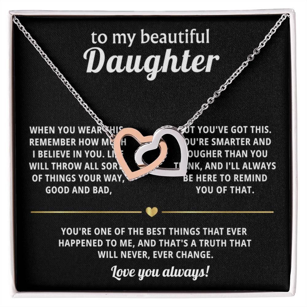 To My Daughter Interlocking Hearts Necklace Gift