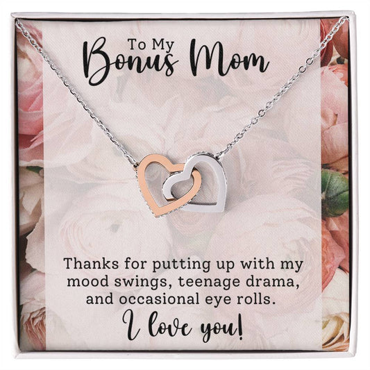 Bonus Mom Interlocking Hearts Necklace-[Heartfelt Family Gift]