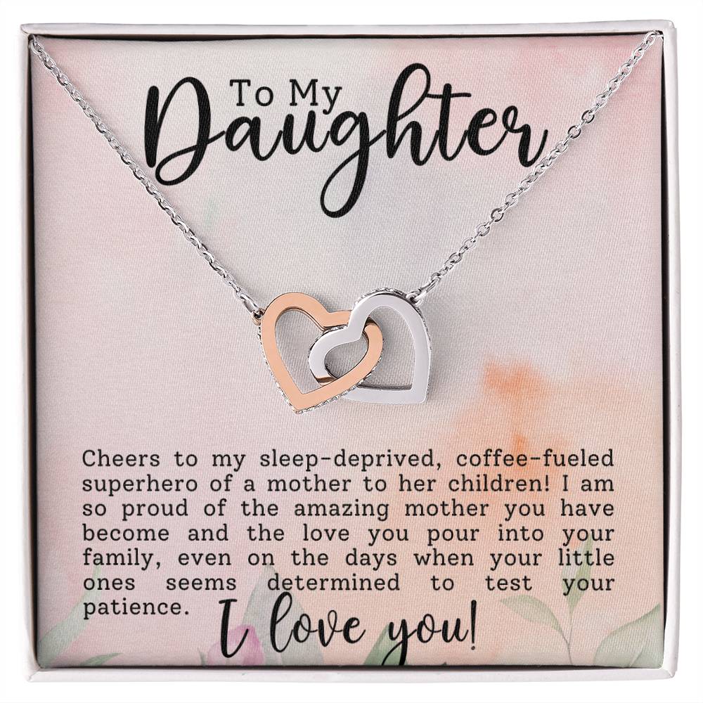 Daughter Superhero Interlocking Hearts Necklace-[Heartfelt Family Gift]