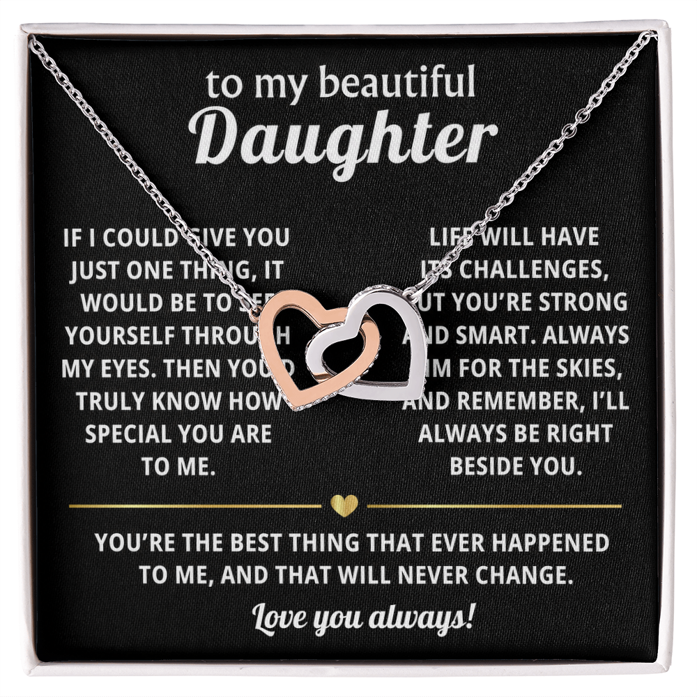 To My Daughter Interlocking Hearts Necklace Gift