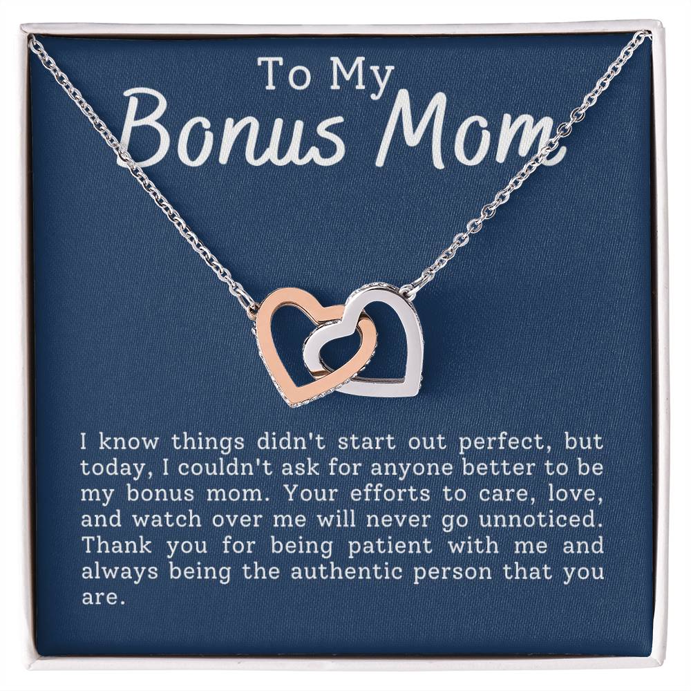 Bonus Mom Interlocking Hearts Necklace-[Heartfelt Family Gift]