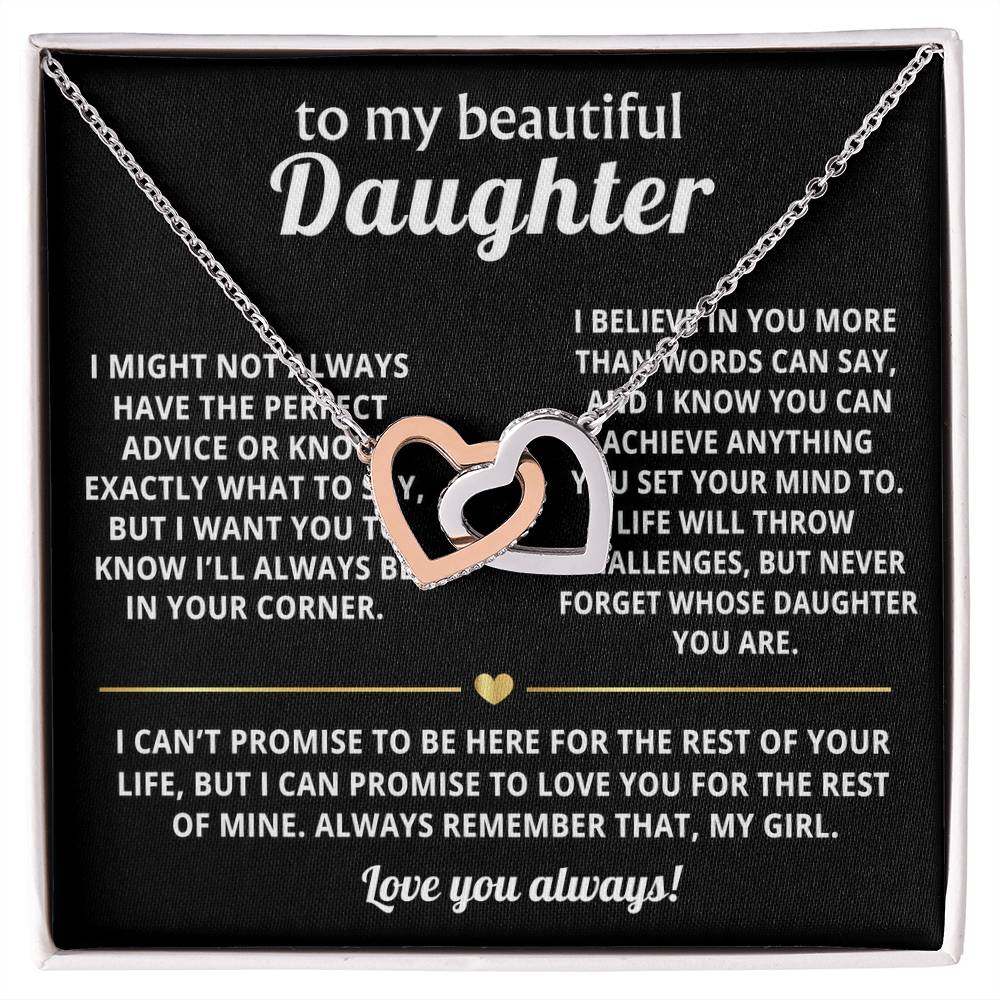 To My Daughter Interlocking Hearts Necklace Gift