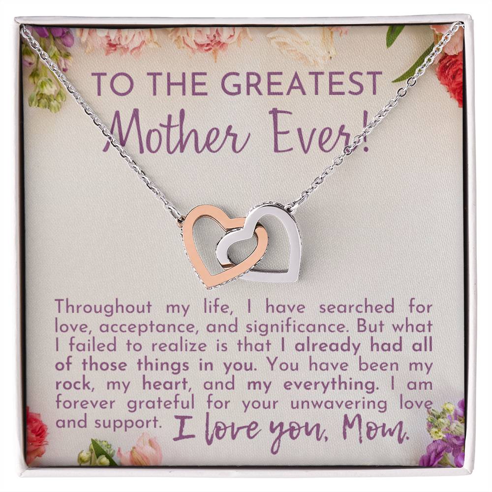 Greatest Mother Ever Interlocking Hearts Necklace-[Heartfelt Family Gift]