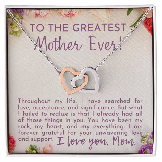 Greatest Mother Ever Interlocking Hearts Necklace-[Heartfelt Family Gift]