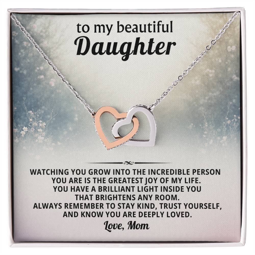 Daughter Interlocking Hearts Necklace Gift from Mom