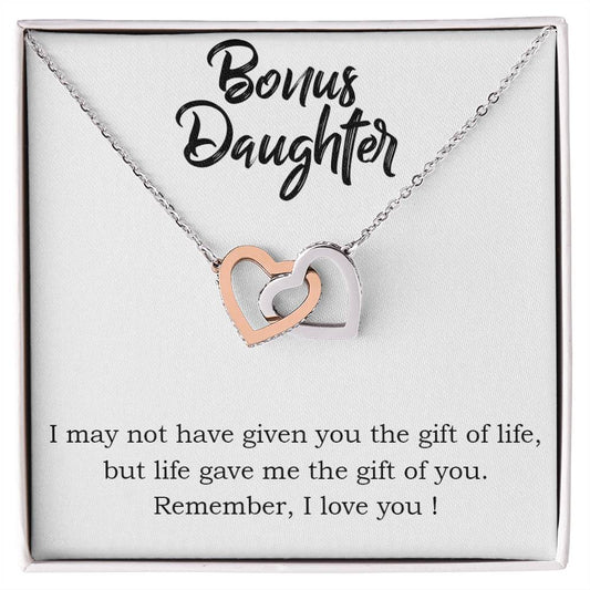 Bonus Daughter  Interlocking Hearts Necklace-[Heartfelt Family Gift]
