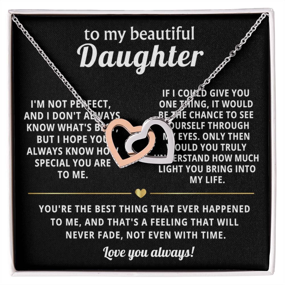 To My Daughter Interlocking Hearts Necklace Gift