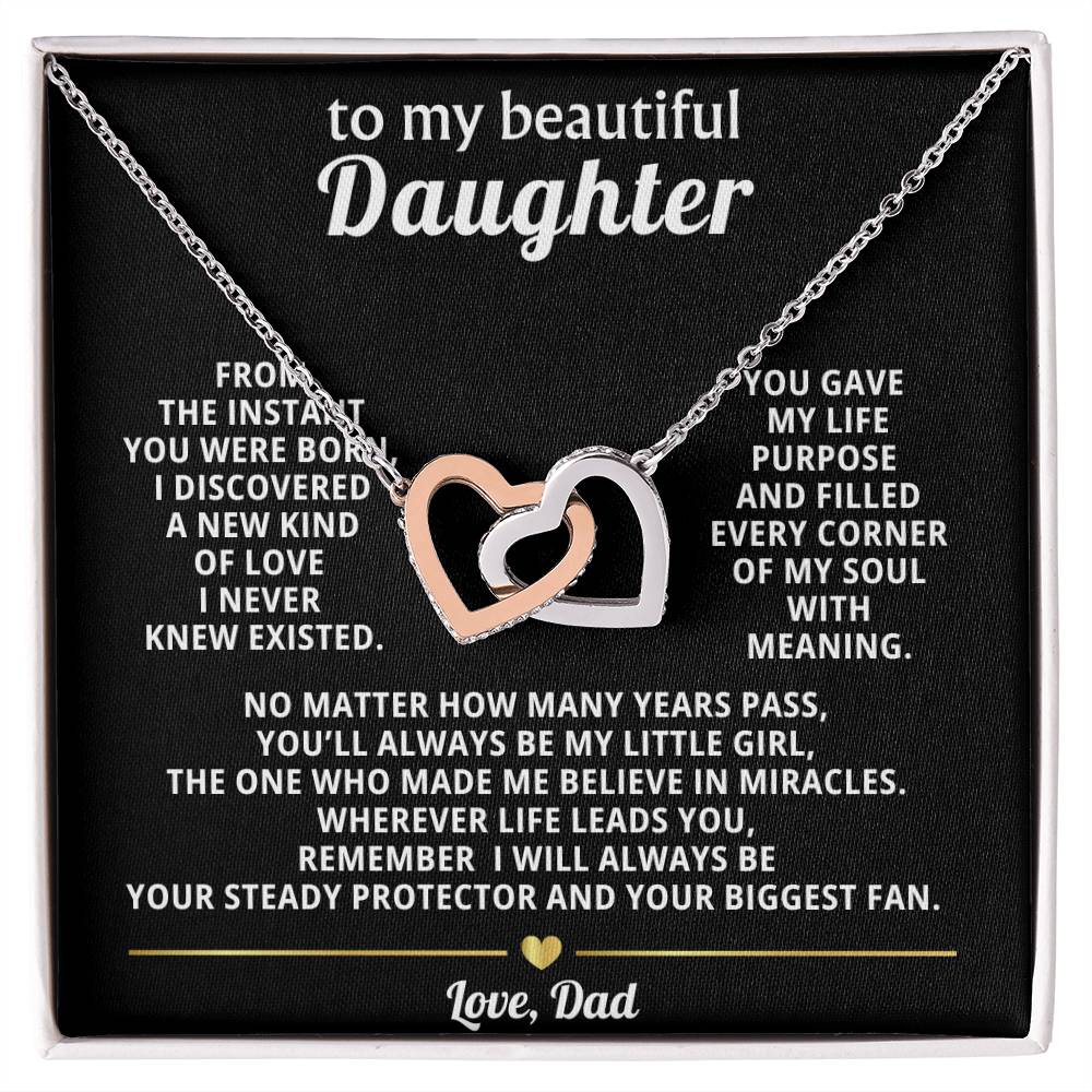 Daughter Interlocking Hearts Necklace Gift from Dad