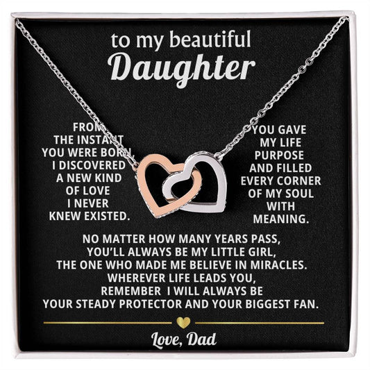 Daughter Interlocking Hearts Necklace Gift from Dad