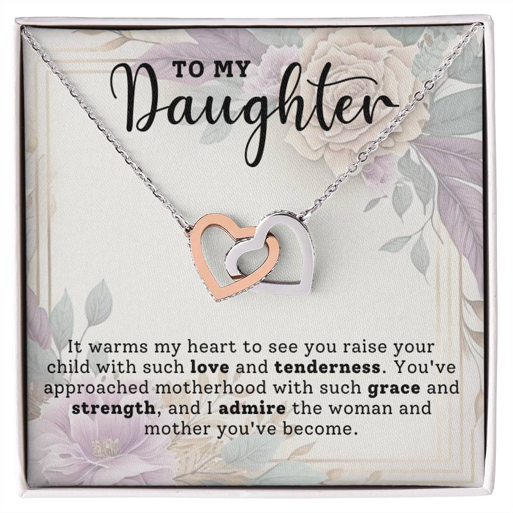 Daughter Admiration Interlocking Hearts Necklace-[Heartfelt Family Gift]