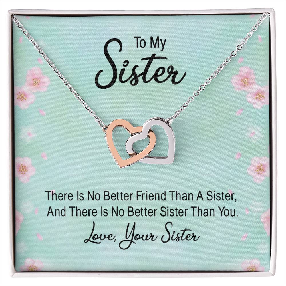 No Better Friend than a Sister Interlocking Hearts Necklace-[Heartfelt Family Gift]