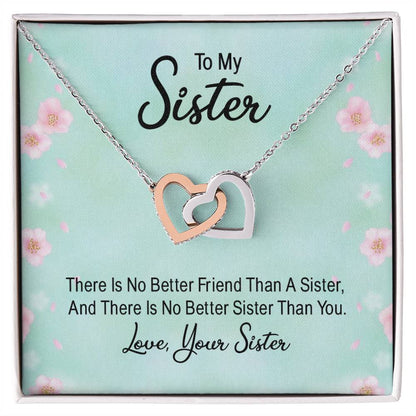 No Better Friend than a Sister Interlocking Hearts Necklace-[Heartfelt Family Gift]