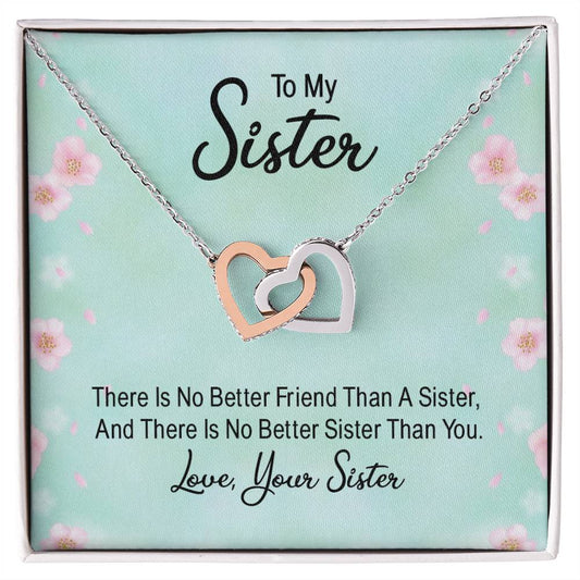 No Better Friend than a Sister Interlocking Hearts Necklace-[Heartfelt Family Gift]