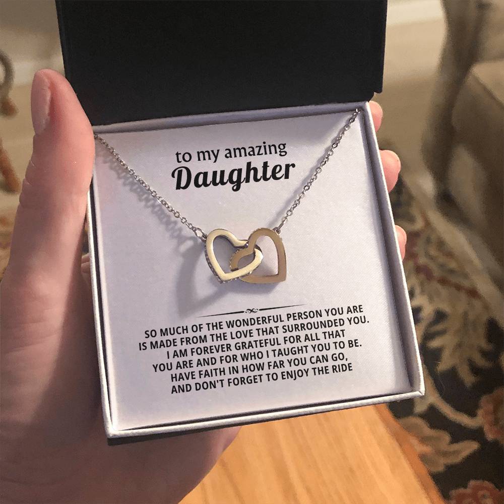 To My Amazing Daughter Interlocking Hearts Necklace Gift