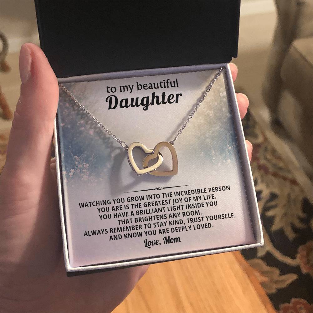 Daughter Interlocking Hearts Necklace Gift from Mom