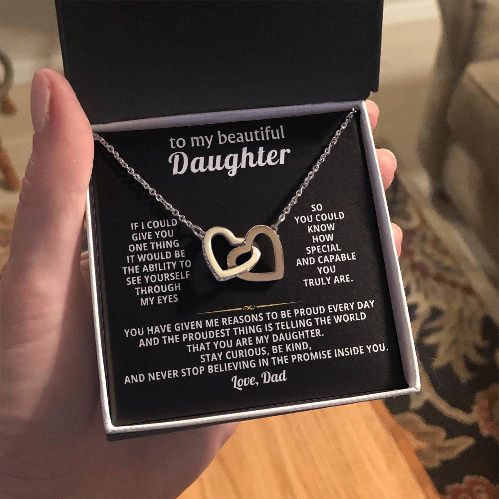 Daughter Interlocking Hearts Necklace Gift from Dad