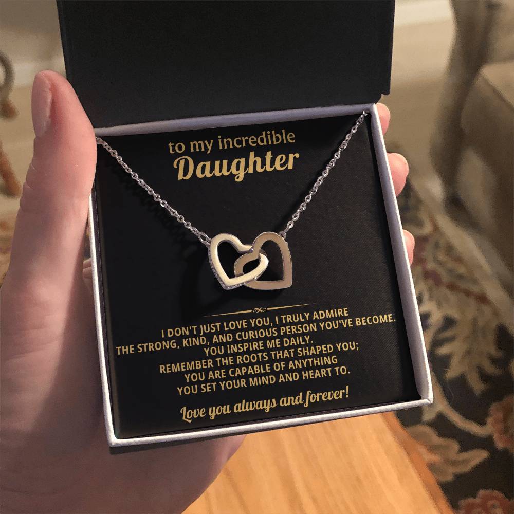Incredible Daughter Interlocking Hearts Necklace Gift
