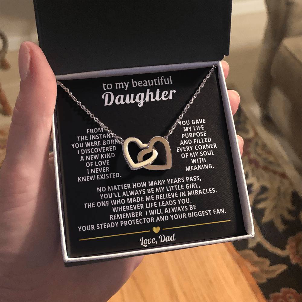 Daughter Interlocking Hearts Necklace Gift from Dad