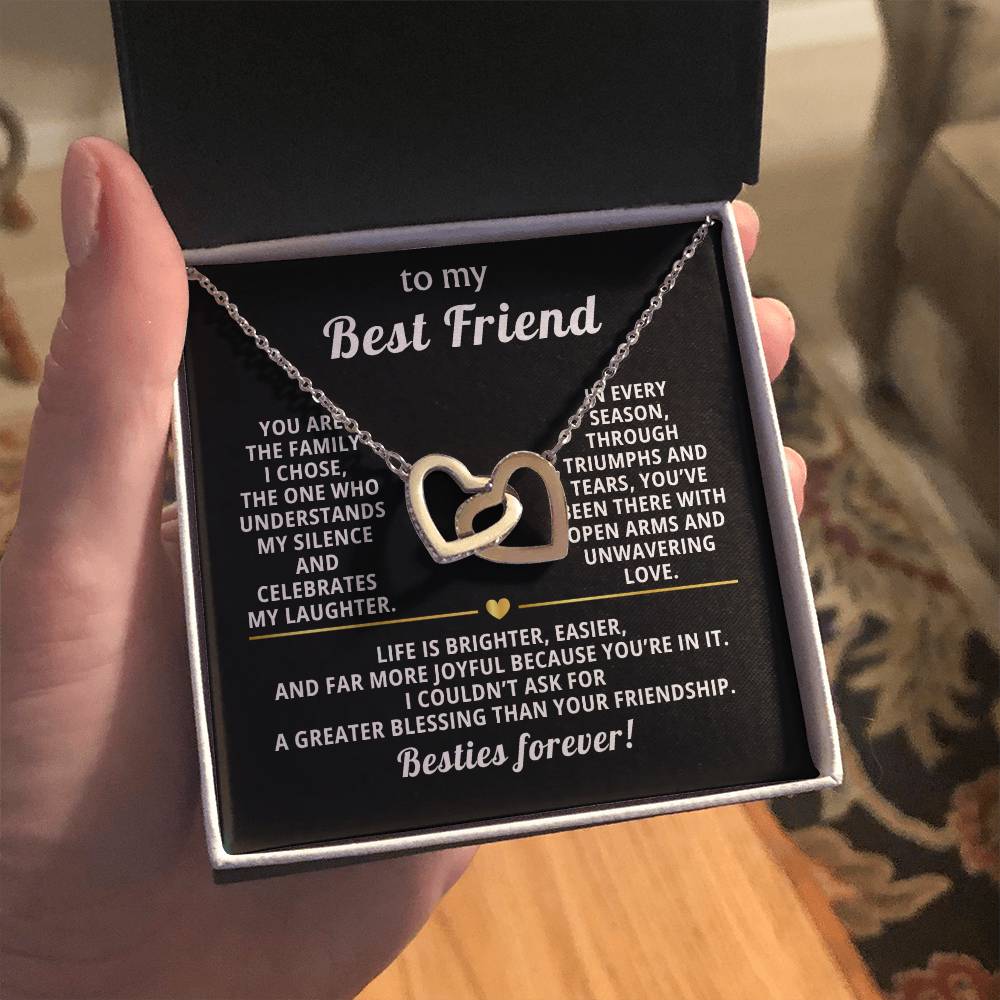 Best Friend Interlocking Hearts Necklace Gift from Bestie