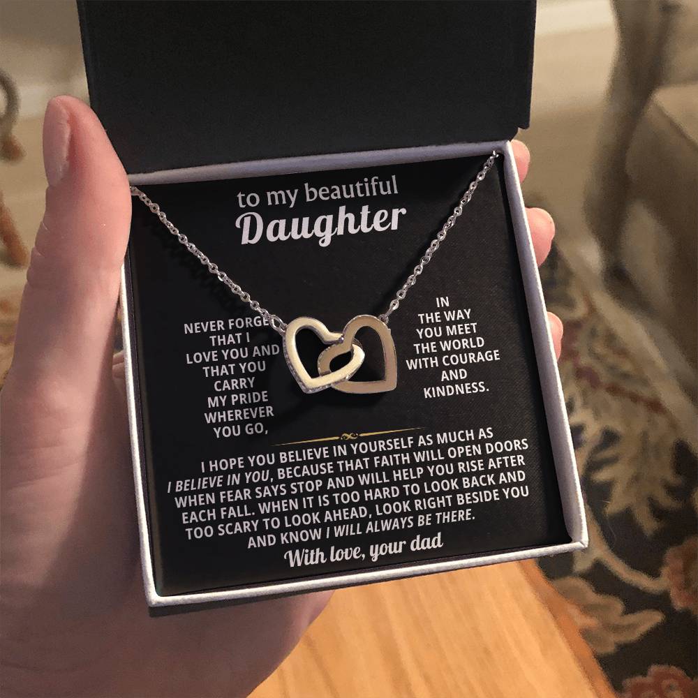 Daughter Interlocking Hearts Necklace Gift from Dad