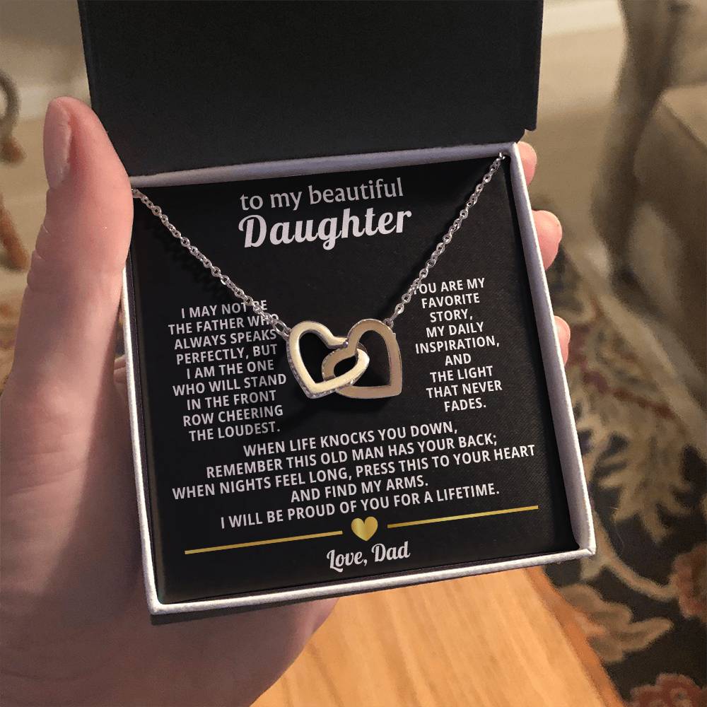 Daughter Interlocking Hearts Necklace Gift from Dad