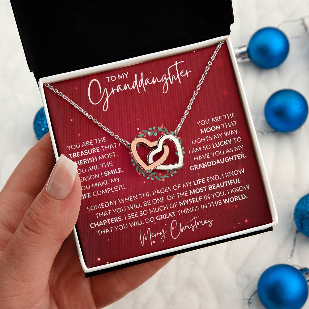Granddaughter Christmas Interlocking Hearts Necklace Gift-[Heartfelt Family Gift]