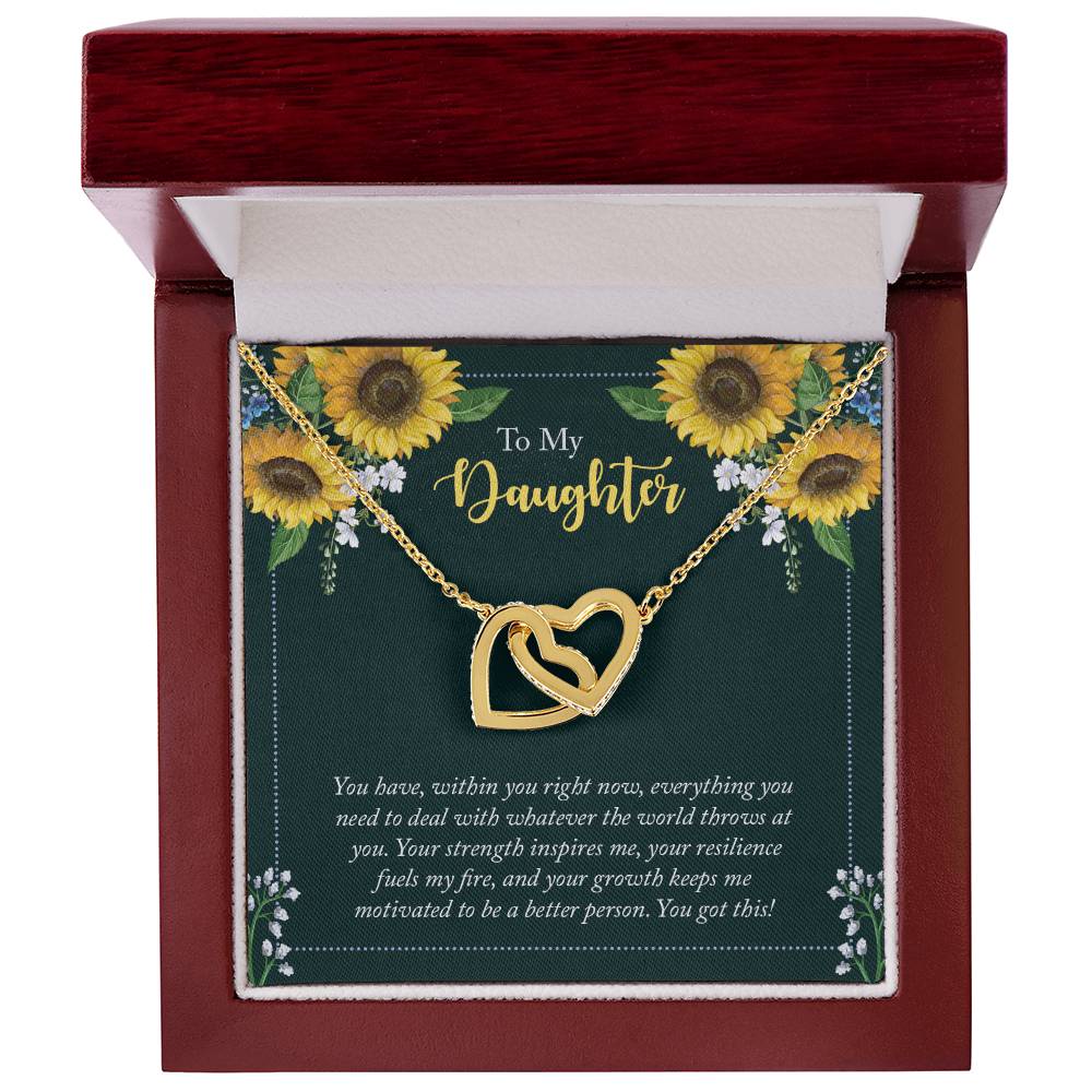 Daughter Sunflowers Interlocking Hearts Necklace-[Heartfelt Family Gift]