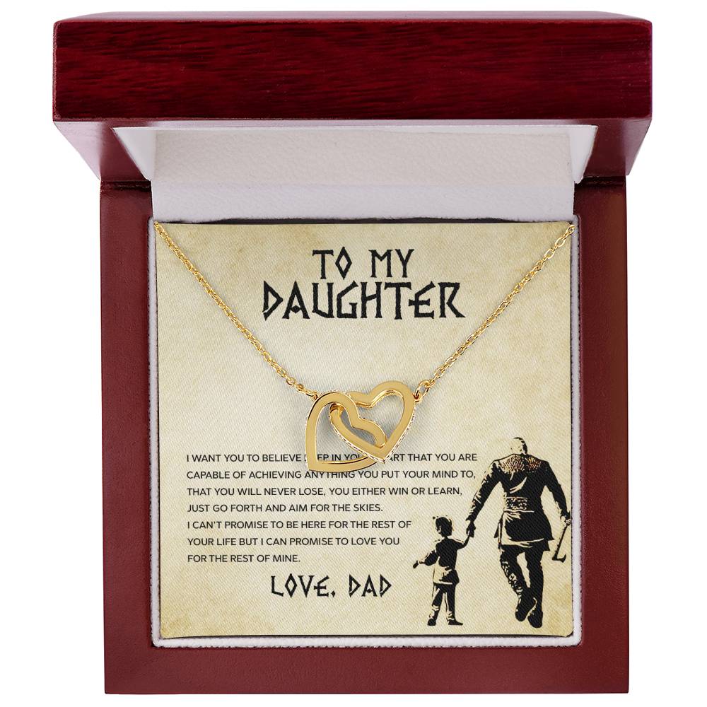 Daughter Aim For The Skys Interlocking Hearts Necklace-[Heartfelt Family Gift]