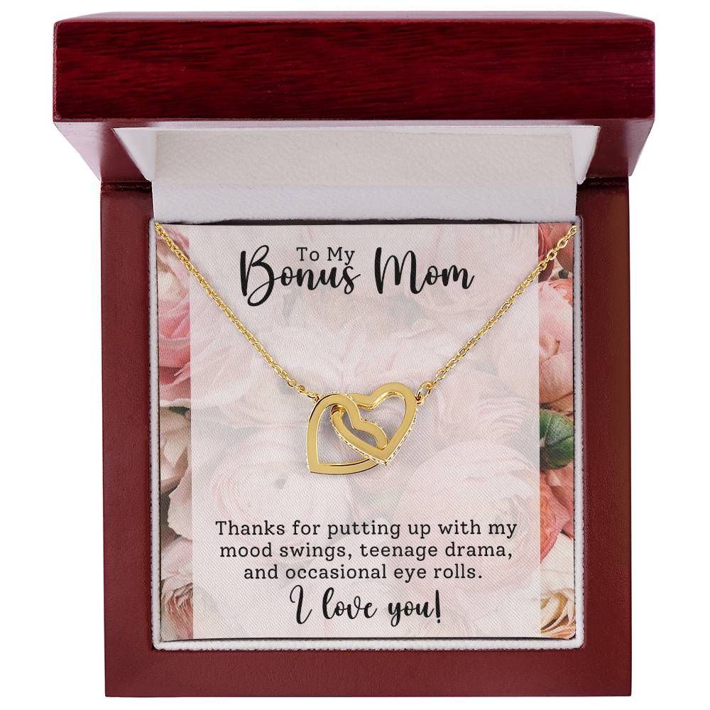 Bonus Mom Interlocking Hearts Necklace-[Heartfelt Family Gift]