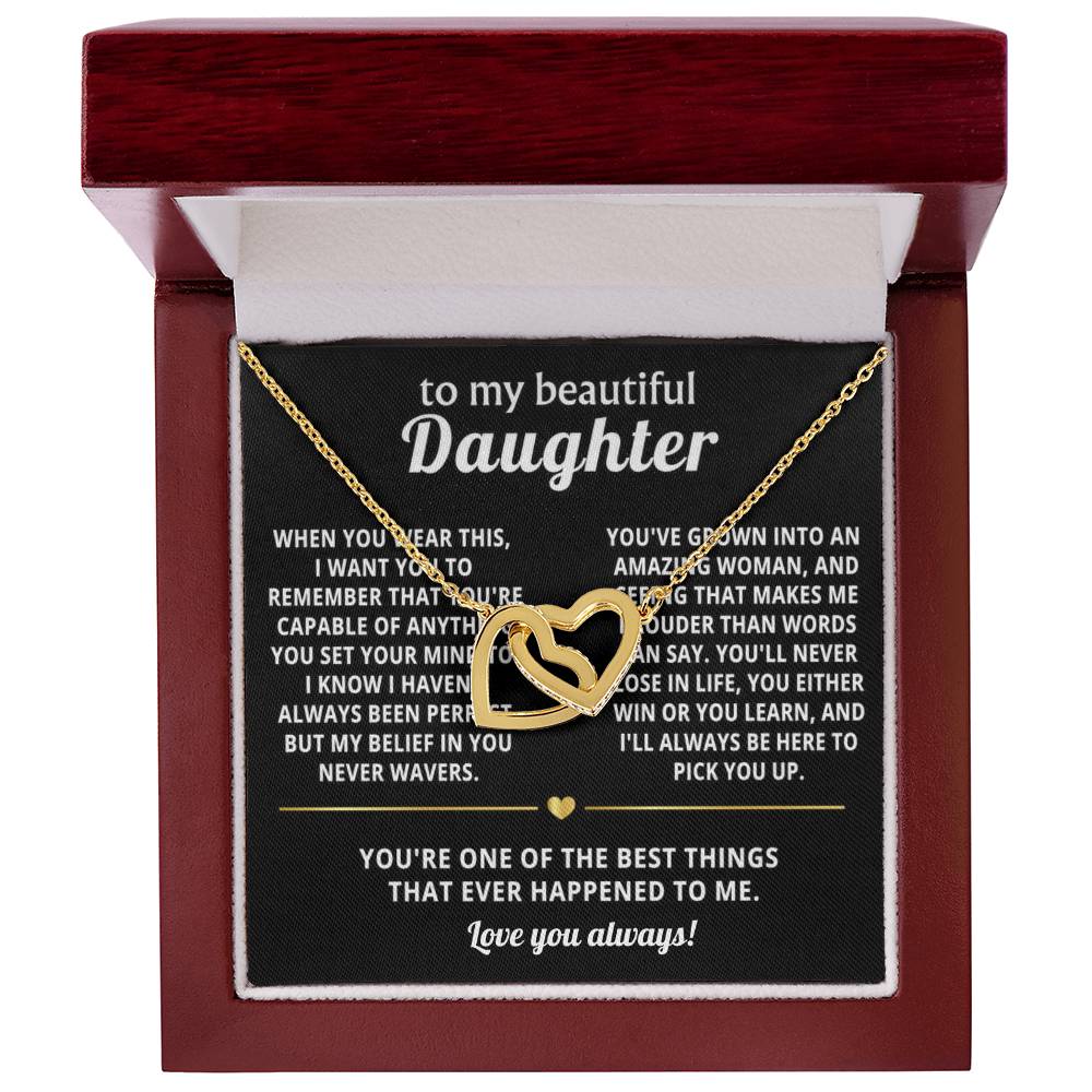 To My Daughter Interlocking Hearts Necklace Gift
