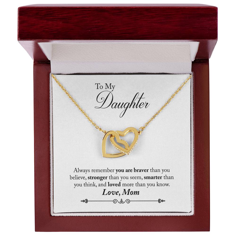 Daughter Always Remember Interlocking Hearts Necklace-[Heartfelt Family Gift]