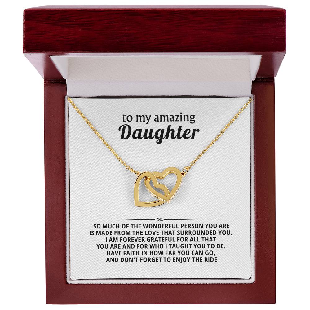 To My Amazing Daughter Interlocking Hearts Necklace Gift